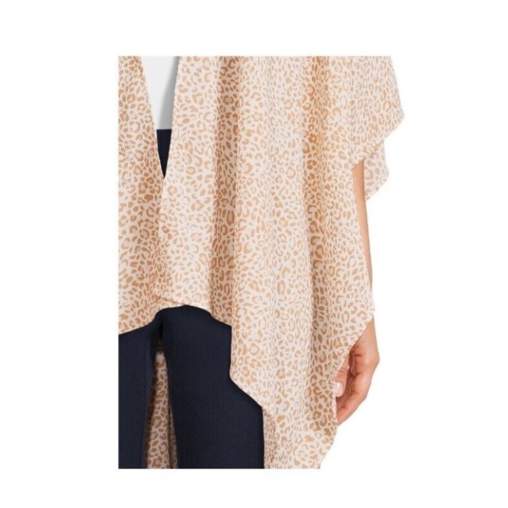 One Size Swim Kimono Cover Up Beige Leopard Animal Wrap‎ Open Tunic - Picture 4 of 7